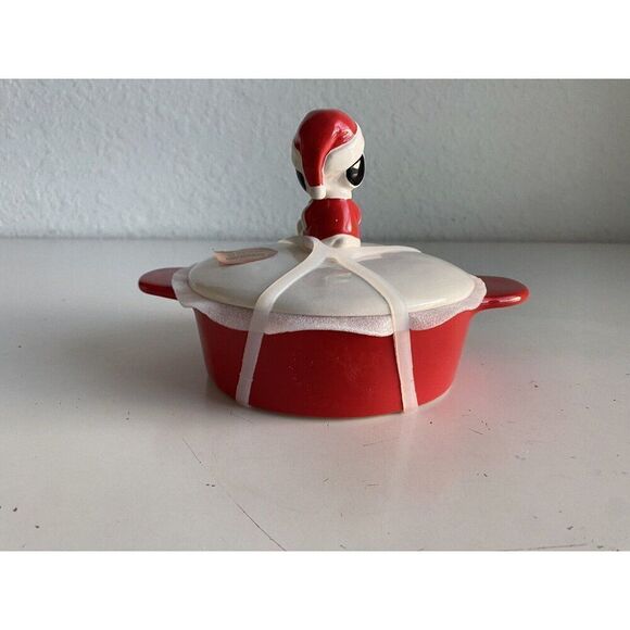 Rae Dunn Peanuts Snoopy Merry Christmas Ceramic Brie Baking Casserole Dish w/Lid - Picture 5 of 13